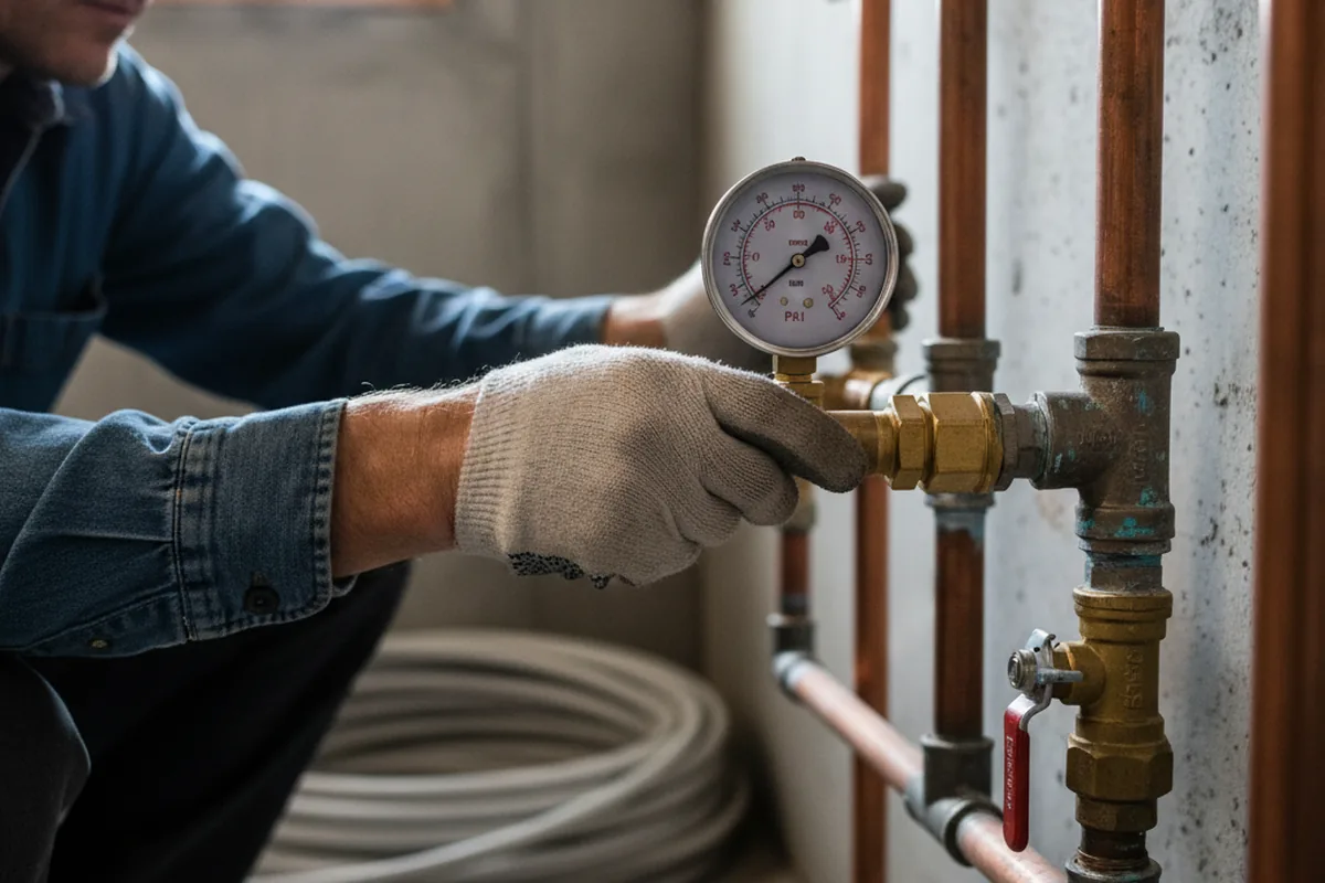 Pressure testing a repaired line during Water Line Repair in Klingerstown
